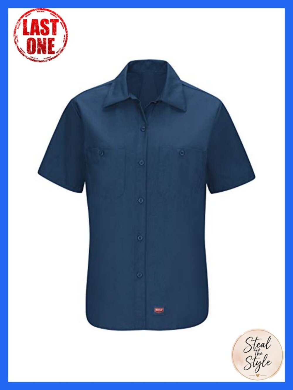 Red Kap Women's Short Sleeve Work Shirt Button Front Wrinkle Resistant